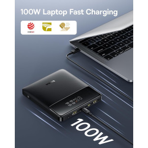 Baseus 100W Power Bank — Ultra-slim 20,000mAh fast charger with 4 ports for all your devices!