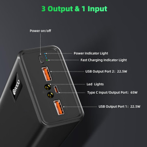 50,000mAh Power Bank — 65W fast charging via USB-C for MacBook, iPhone, Dell & more!