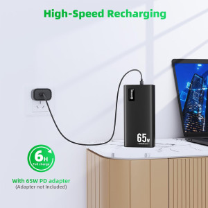 50,000mAh Power Bank — 65W fast charging via USB-C for MacBook, iPhone, Dell & more!