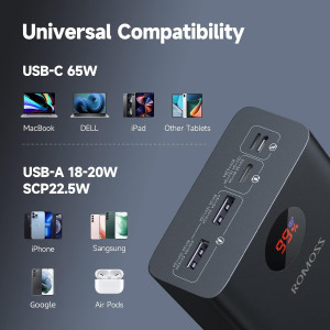 40,000mAh Power Bank — 65W USB-C fast charging for MacBook, Dell, iPad, iPhone & Samsung on the go!