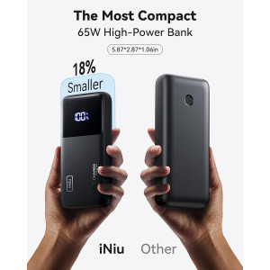 INIU 65W Power Bank — 20,000mAh fast charger for laptops, MacBook, Steam Deck, iPad, iPhone & Samsung!