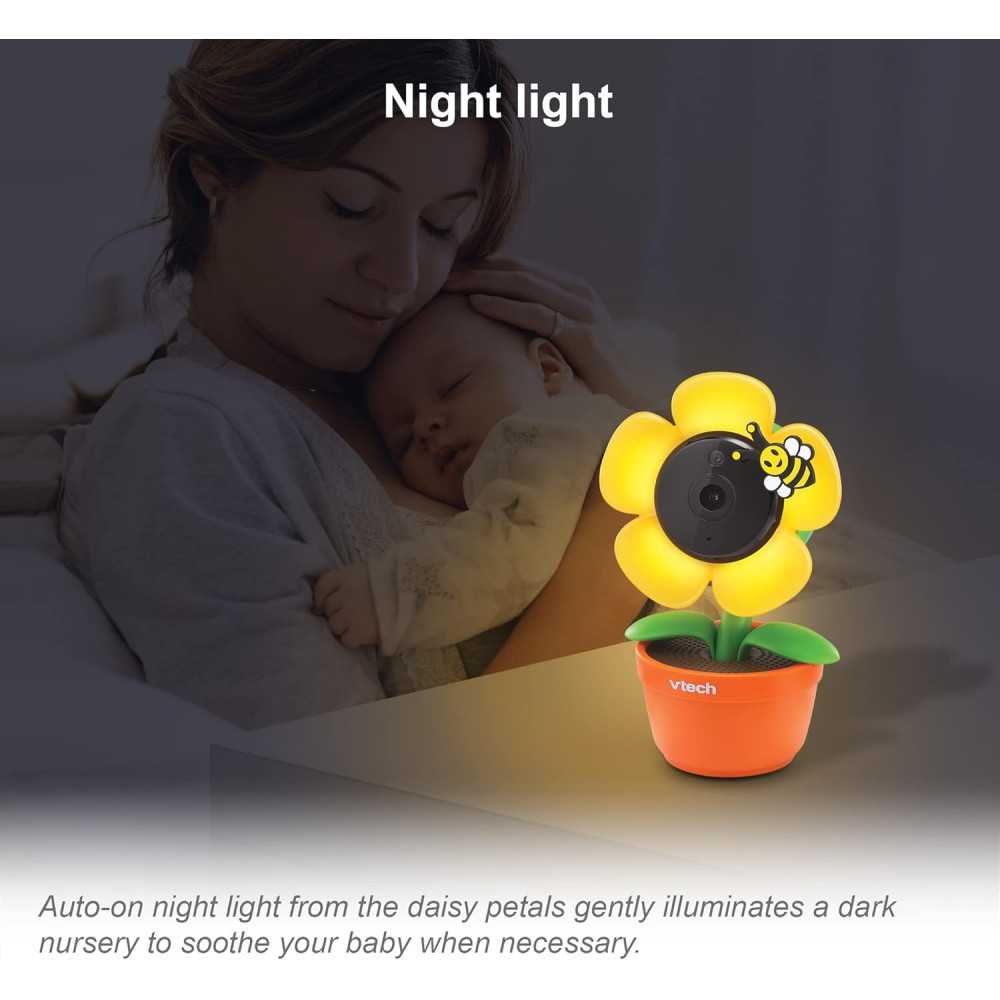 VTech RM9751 Yellow Daisy Baby Camera: HD, Night Vision & Two-Way Talk