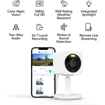 Smart 1080p Security Camera with Color Night Vision & Motion Alerts