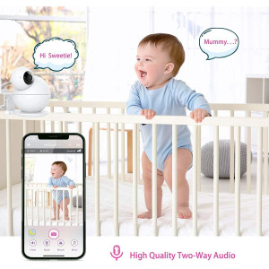 Smart Baby Monitor — 2K video, 355° pan, cry alerts, 2-way talk, moonlight projector & temp/humidity alerts!