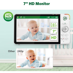 LeapFrog 7" HD Baby Monitor — 360° camera, color night vision, 8x zoom, 2-way talk, night light & temp sensor!