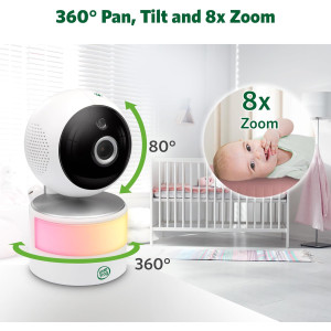 LeapFrog 7" HD Baby Monitor — 360° camera, color night vision, 8x zoom, 2-way talk, night light & temp sensor!