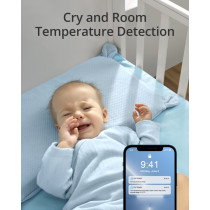 Wi-Fi Baby Monitor 2K Night Vision, Cry Alerts, Temp & Sound Detection