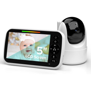 5” Video Baby Monitor — Camera with 2-way talk, night vision, temp sensor, lullabies & long battery life!