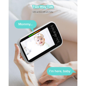 5” Video Baby Monitor — Camera with 2-way talk, night vision, temp sensor, lullabies & long battery life!
