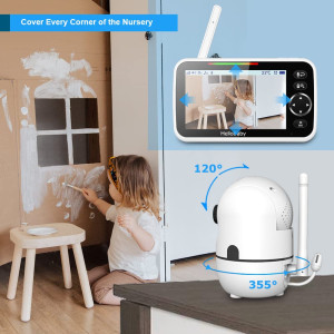 HelloBaby 5" Baby Monitor — 30hr battery, pan-tilt-zoom, night vision, 2-way talk, 8 lullabies & 1000ft range!
