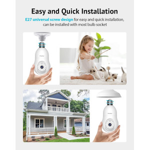 LaView 4MP WiFi Bulb Camera with Night Vision and Motion Detection