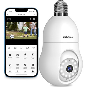 LaView 4MP WiFi Bulb Camera with Night Vision and Motion Detection