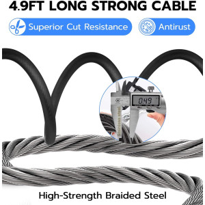 Anweller Fingerprint Cable Lock - 4.9FT Secure Anti-Theft Bike Lock