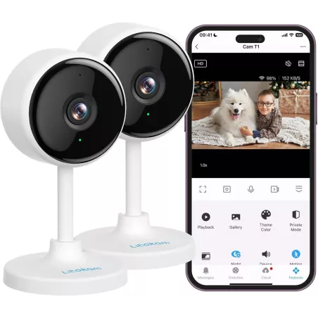 Caméra Intérieure Litokam : Sécurité, Vision Nocturne & Audio