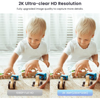 Caméra WiFi 2K Galayou pour sécurité intérieure, compatible Alexa