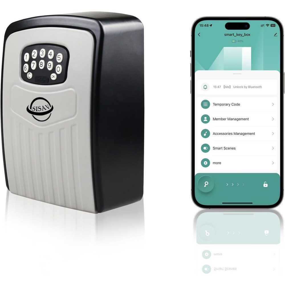Coffre de Sécurité à Clé Bluetooth - Accès Instantané, Noir Coffre de Sécurité à Clé Bluetooth - Accès Instantané, Noir