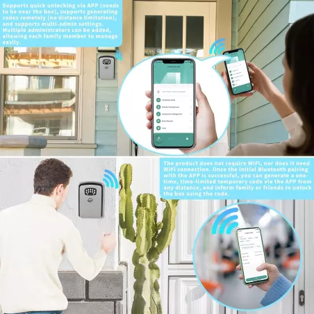 Boîte à Clés Sécurisée Bluetooth: Accès Instantané & Contrôle à Distance - Idéal Maison & Extérieur