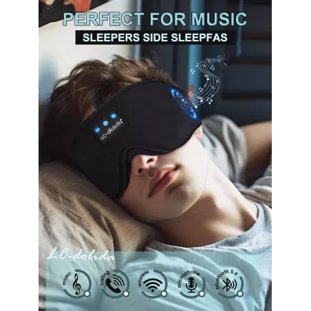 Casque de sommeil Bluetooth LC-dolida avec masque 3D ultra-fin