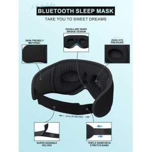 Casque de sommeil Bluetooth LC-dolida avec masque 3D ultra-fin