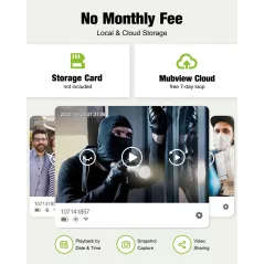 Sonnette Vidéo Sans Fil 1080p MUBVIEW : Sécurité Totale, Stockage Gratuit, Installation Facile!