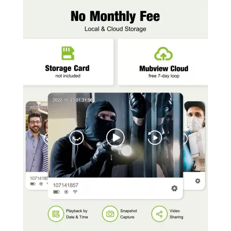 Sonnette Vidéo Sans Fil 1080p MUBVIEW : Sécurité Totale, Stockage Gratuit, Installation Facile!