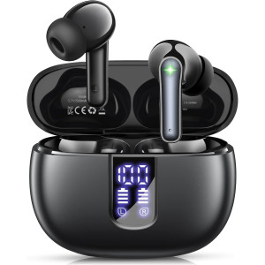 Écouteurs sans fil Bluetooth 5.3 - 48H, étanche IP7, noir