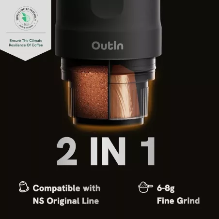 OutIn Nano: Machine Expresso Portable & Auto-Chauffante – Votre Café Parfait Partout!