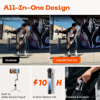Insta360 Flow Pro : Stabilisateur Gimbal Smartphone AI 360º