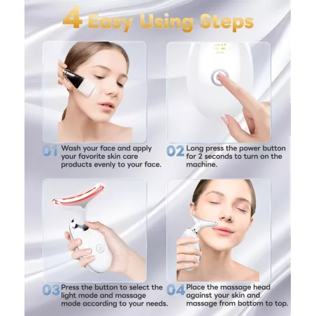 Masseur Facial Multifonctionnel - 7 Couleurs, Portable et Éclat