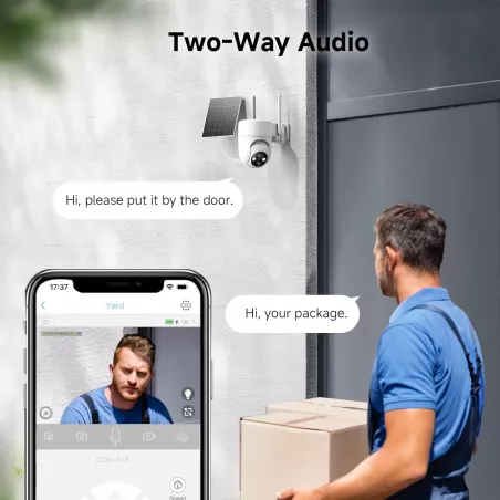 Caméras de Surveillance Solaire 2K: Sécurité Ultime, Installation Facile, Vue 360°! (Lot de 2)