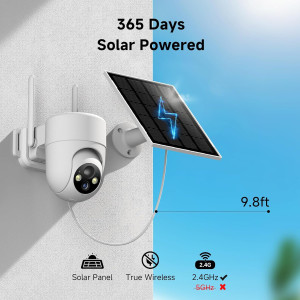 2K Wireless Solar Security Cameras - 360° View & Color Night Vision