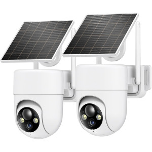 2K Wireless Solar Security Cameras - 360° View & Color Night Vision