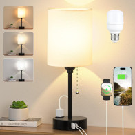 Versatile Bedside Table Lamp - 3 Color Temperatures & USB Ports