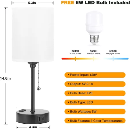 Lampe de Chevet Multifonctionnelle avec USB & Chaîne - Éclairage Personnalisé pour Enfants & Adultes