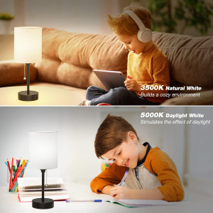 Versatile Bedside Table Lamp - 3 Color Temperatures & USB Ports
