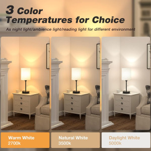 Versatile Bedside Table Lamp - 3 Color Temperatures & USB Ports