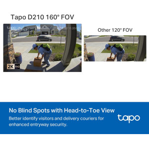 TP-Link Tapo D210: 2K Smart Video Doorbell with Night Vision & Free AI