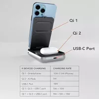 Satechi Chargeur 3-en-1 : Station de Charge sans Fil + Power Bank 10000mAh pour iPhone, AirPods et iPad
