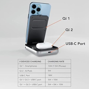 3-in-1 Satechi Duo Wireless Charger & 10,000mAh Power Bank for iPhone