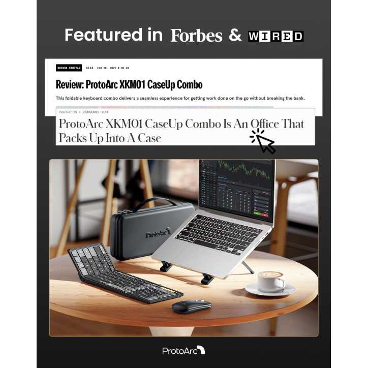 ProtoArc Foldable Keyboard Mouse Combo: Portable Productivity Powerhouse for On-the-Go Work!