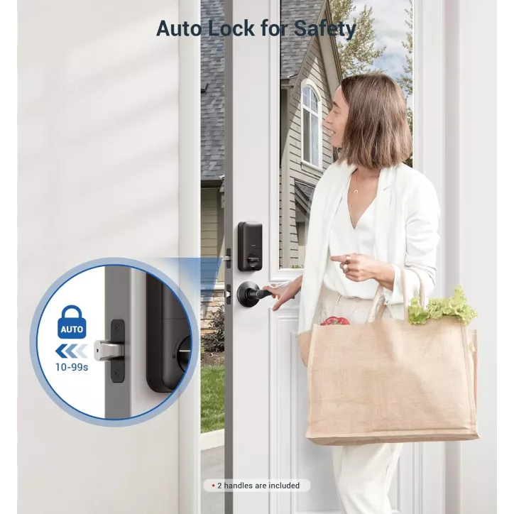 Veise Serrure de Porte Digitale Noire Mate : Empreinte, Code, Clé - Sécurité Moderne et Facile!