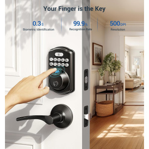 Veise Fingerprint Door Lock with Keyless Entry & Lever Handles