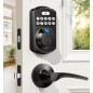 Veise Fingerprint Door Lock: Keyless Entry, Auto-Lock, Matte Black Security with Lever Handles