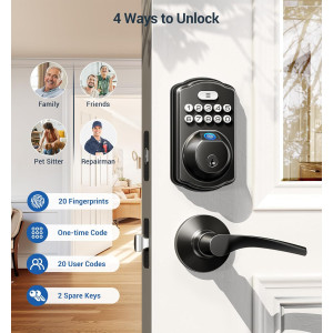 Veise Fingerprint Door Lock with Keyless Entry & Lever Handles