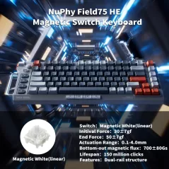 NuPhy Field75 HE : Clavier Gaming Magnétique Ultime - 83 Touches, 8K Hz, Contrôle Volume