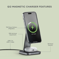 Qi2 15W Satechi 2-in-1 Wireless Charger for iPhone & AirPods Pro