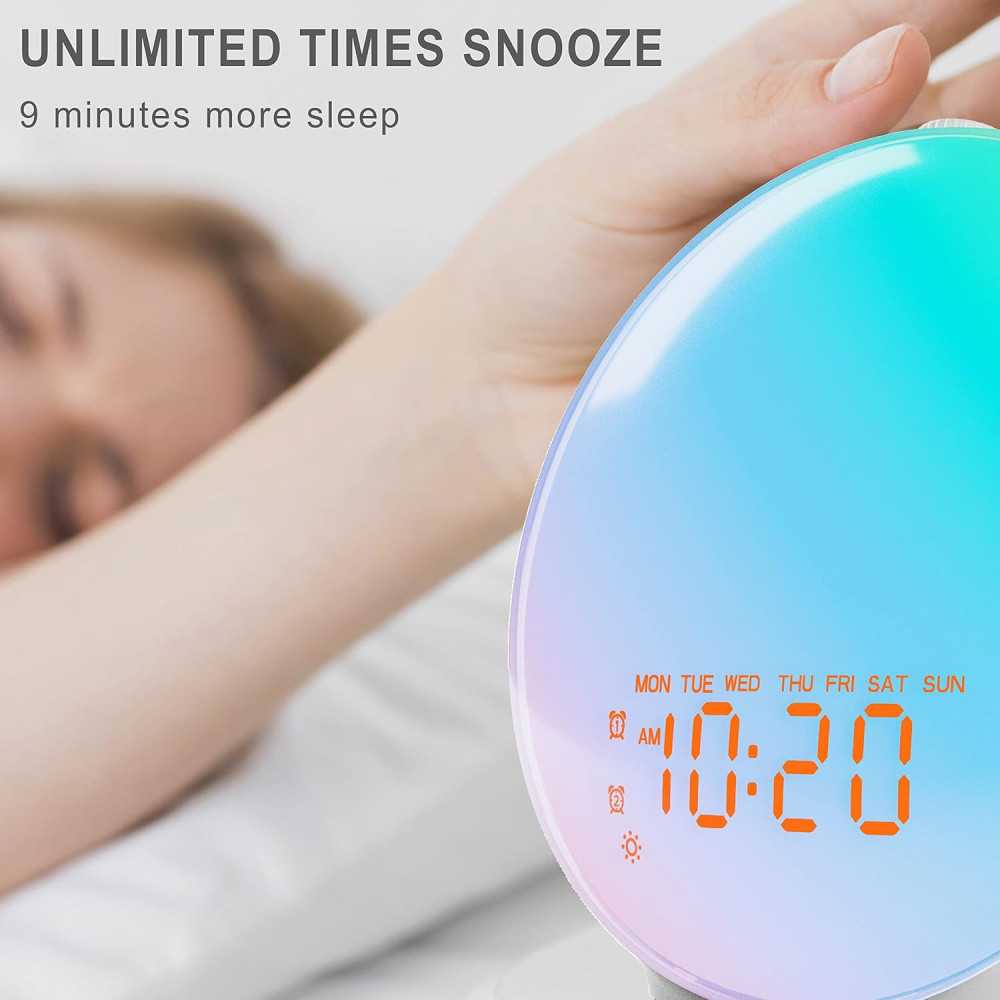Réveil lumineux avec Bluetooth, 25 sons apaisants - Cadeau ideal Réveil lumineux avec Bluetooth, 25 sons apaisants - Cadeau ideal