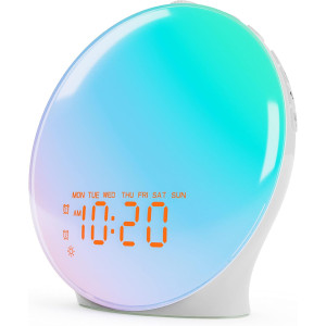 Sunrise Alarm Clock & Sound Machine: 17 Nightlights, Bluetooth, FM Radio