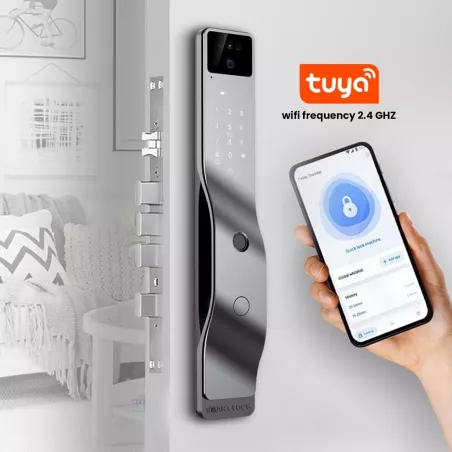 Serrure Intelligente 3D WiFi: Reconnaissance Faciale, Empreinte, Code, Caméra - Sécurité Connectée Alexa & Tuya