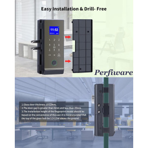 Serrure sans cadre pour porte en verre LG2315 avec application